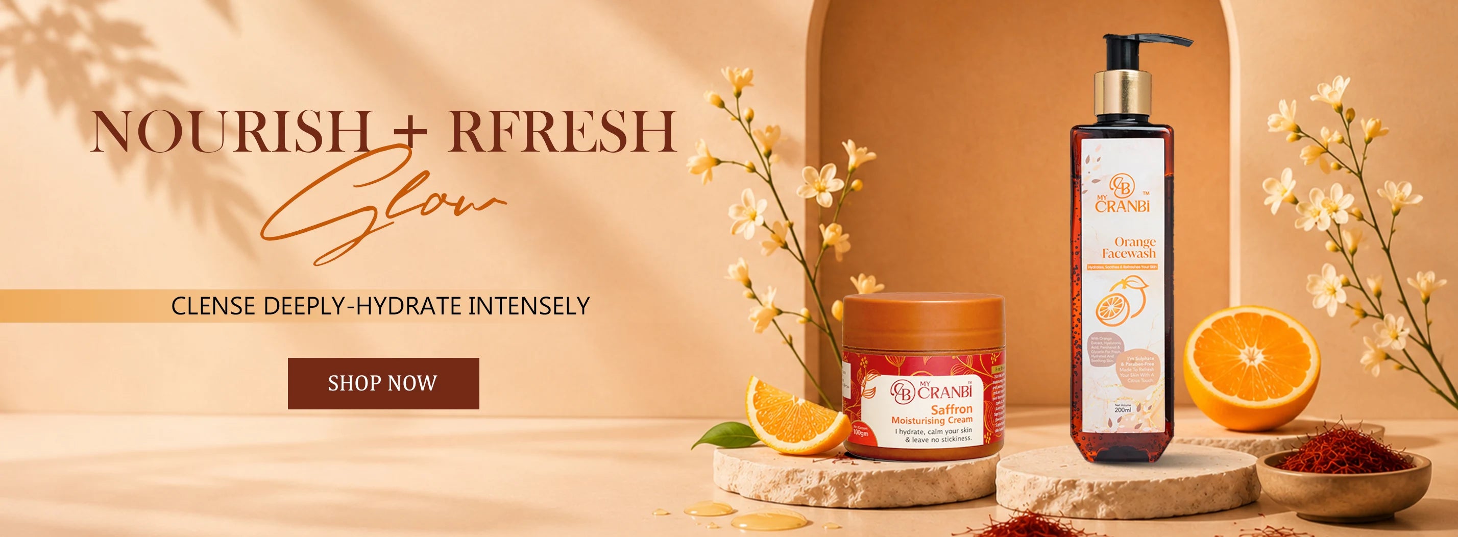 Nourish + Refresh Glow - Saffron Moisturising Cream and Orange Facewash