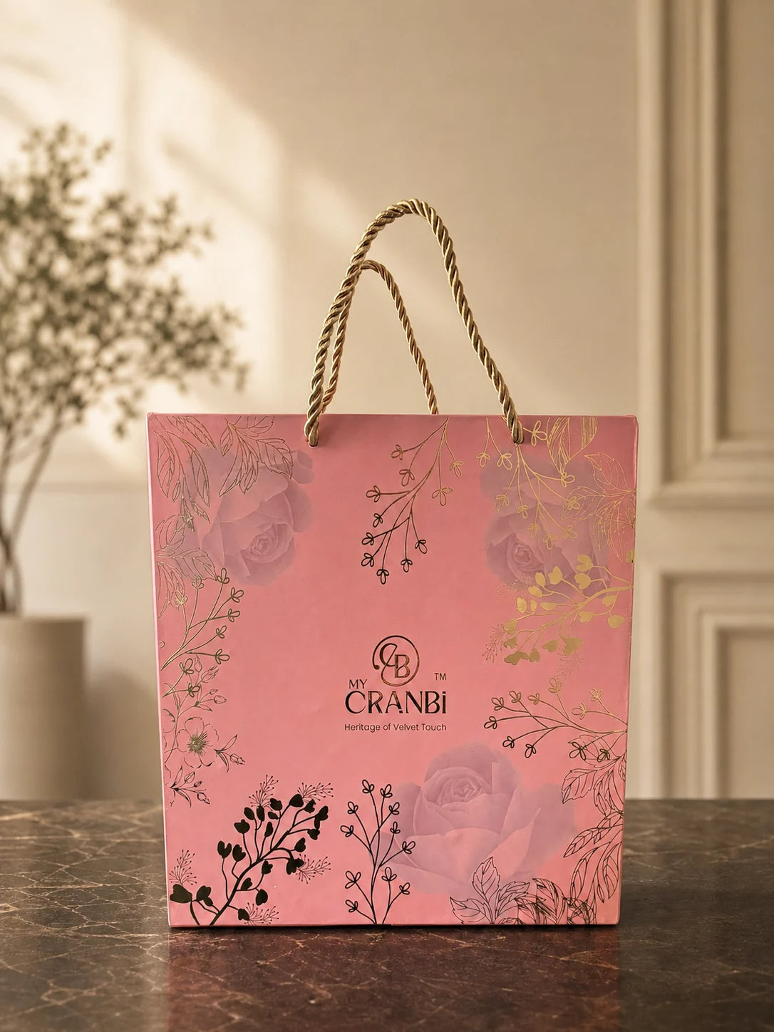 MY CRANBI floral gift bag ready to give