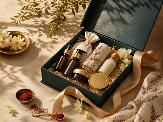 An elegant botanical self-care gift box