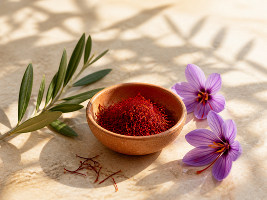Saffron threads with purple flowers